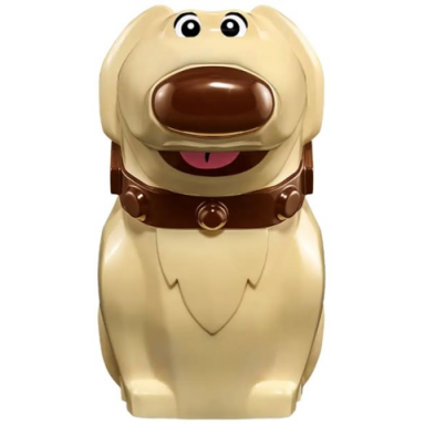 dog golden retriever dug with molded dark brown collar and nose and printed eyes and mouth pattern