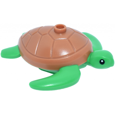 sea turtle with molded medium nougat shell and printed black eyes with white pupils pattern