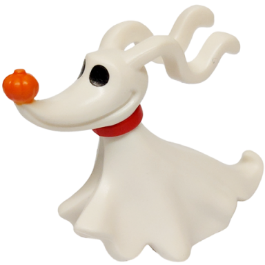 dog disney with molded red collar and printed black eyes and orange pumpkin nose pattern zero