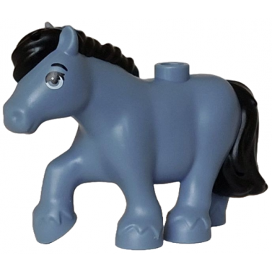 horse friends style pony with molded black mane and tail and printed black eyebrow and eyelash white eye pattern blackberry