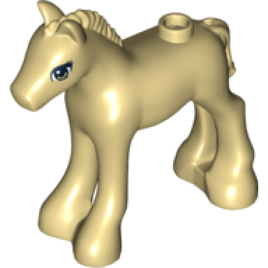 horse friends foal with tan and white eyes and 3 black eyelashes pattern