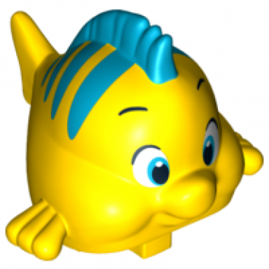duplo fish with large eyes and dark azure dorsal fin and stripes pattern flounder fabius