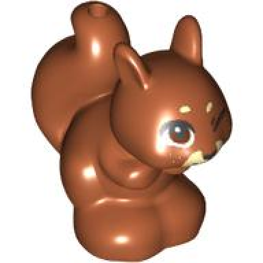 dark orange squirrel friends elves with black reddish brown and white eyes and winky face freckles nose and mouth pattern