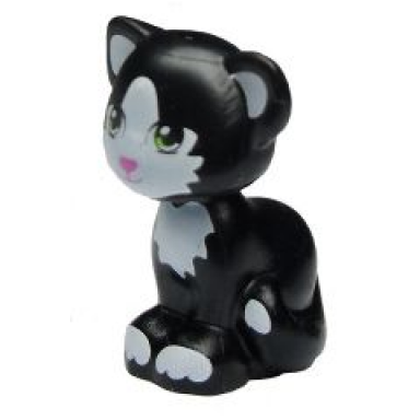 black cat friends elves sitting with lime eyes dark pink nose and white patches pattern felix lucifer