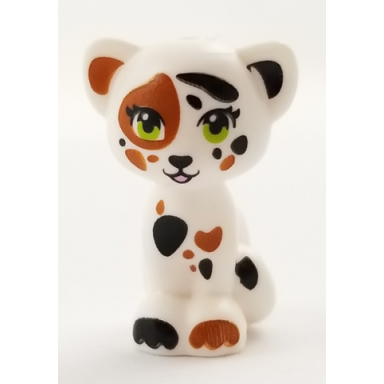 white cat friends elves sitting with lime eyes and black and dark orange patches pattern vega