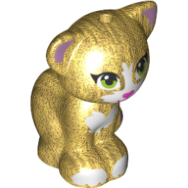 pearl gold cat friends elves sitting with lime eyes dark pink nose white patches metallic pink inner ears and tail tip pattern