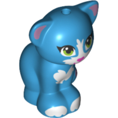 dark azure cat friends elves sitting with lime eyes dark pink nose white patches metallic pink inner ears and tail tip pattern