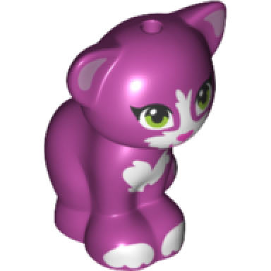 magenta cat friends elves sitting with lime eyes dark pink nose white patches metallic pink inner ears and tail tip pattern