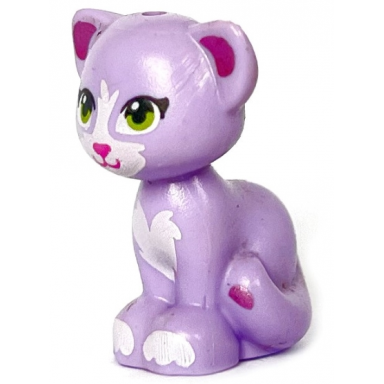 lavender cat friends elves sitting with lime eyes dark pink nose white patches metallic pink inner ears and tail tip pattern