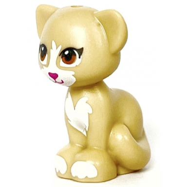 tan cat friends elves sitting with medium nougat eyes dark pink nose and mouth and white patches pattern