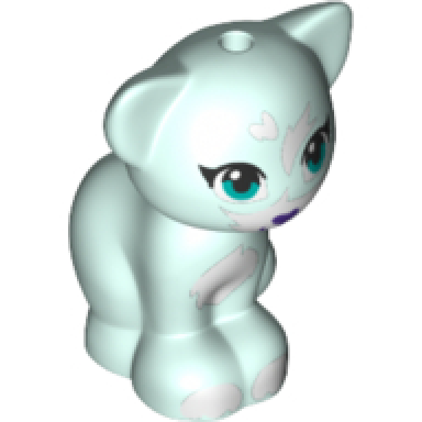 light aqua cat friends elves sitting with dark turquoise eyes dark purple nose and white patches pattern