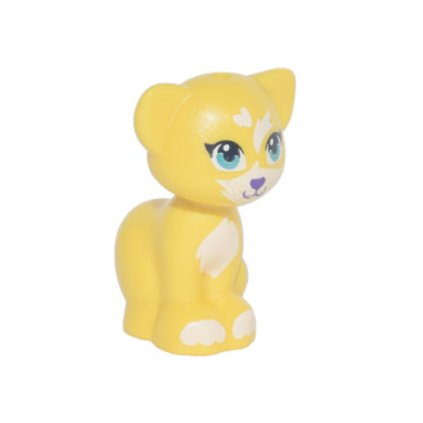 yellow cat friends elves sitting with dark turquoise eyes dark purple nose and white patches pattern