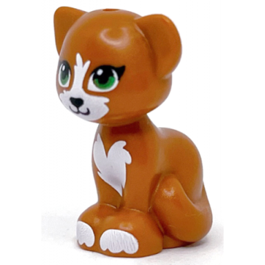 dark orange cat friends elves sitting with green eyes black nose and white patches pattern