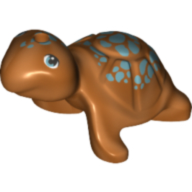 reddish copper turtle friends elves with metallic light blue eyes and spots pattern