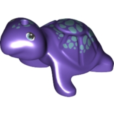 dark purple turtle friends elves with metallic light blue eyes and spots pattern