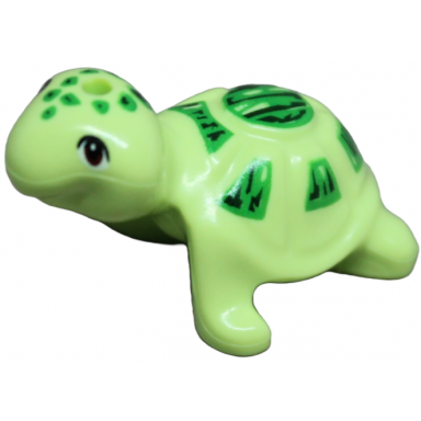 turtle friends elves with reddish brown eyes bright green and dark green spots and shell pattern