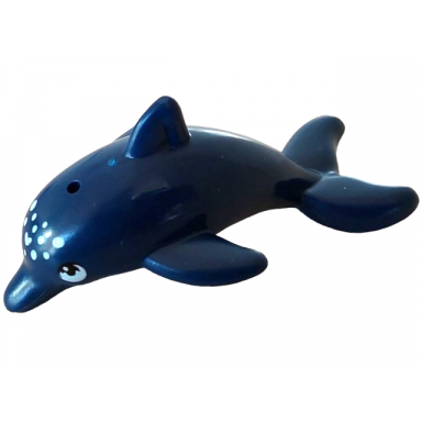 dolphin friends elves jumping with bottom axle holder with light aqua eyes and white heart and spots pattern