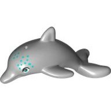 dolphin friends elves jumping with bottom axle holder with dark turquoise eyes and spots pattern