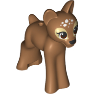 medium nougat deer friends fawn with black nose brown eyes and white spots pattern