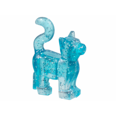 glitter trans-light blue cat standing