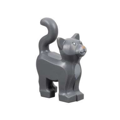 dark bluish gray cat standing with light bluish gray chest and muzzle and nougat nose pattern