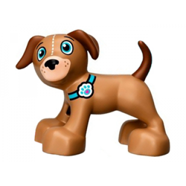 duplo dog with medium azure eyes reddish brown ears and tail black nose light nougat muzzle and paw print collar pattern
