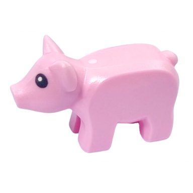 bright pink piglet with black eyes and white pupils pattern