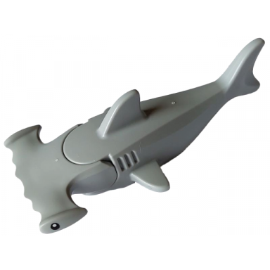 shark hammerhead with debossed gills with black eyes and white pupils pattern