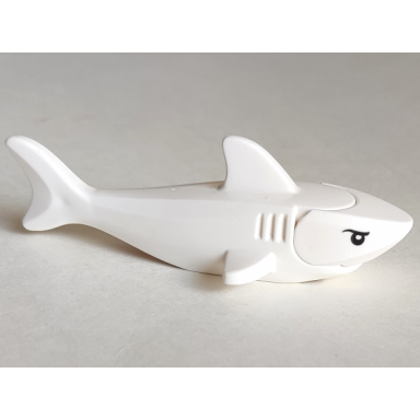 shark with rounded nose and debossed gills with black eyes and white partial circle pupils pattern