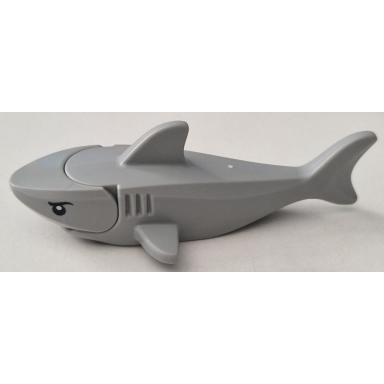 shark with rounded nose and debossed gills with black eyes and white full circle pupils pattern