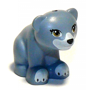 sand blue bear friends elves baby cub sitting with black nose dark tan eyes and white paws and muzzle pattern