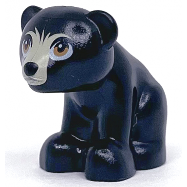black bear friends elves baby cub sitting with black nose nougat eyes and tan muzzle pattern