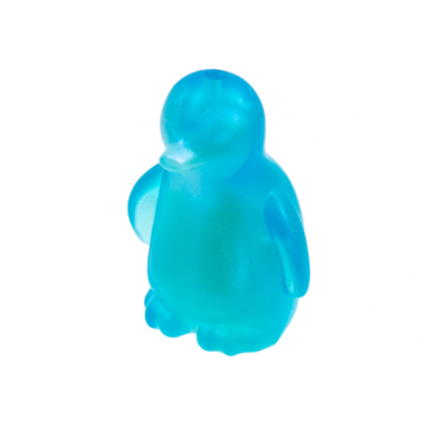trans-light blue penguin friends with molded satin trans-light blue face and stomach pattern