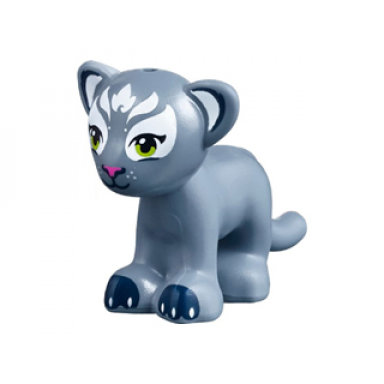 sand blue lion tiger friends elves baby cub with lime eyes dark pink nose dark blue paws and white face decorations pattern enki