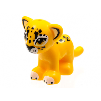 bright light orange lion tiger friends elves baby cub with jaguar black rosettes white nose white paws pattern