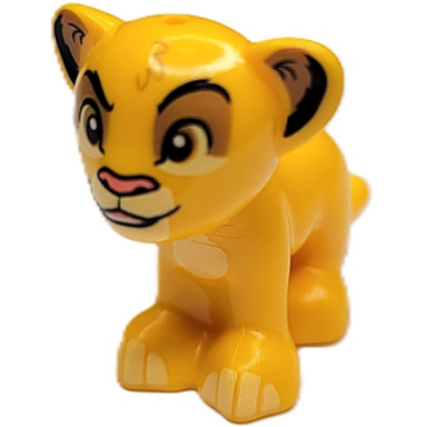 bright light orange lion tiger friends elves baby cub with medium nougat eyes and ears coral nose and bright light yellow muzzle chest and paws pattern simba