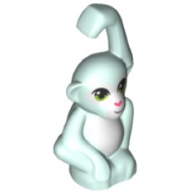 light aqua monkey orangutan friends baby with lime eyes coral nose and white face and stomach pattern