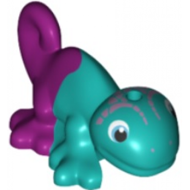 dark turquoise chameleon friends elves with black medium azure and white eyes metallic pink head markings and marbled magenta pattern