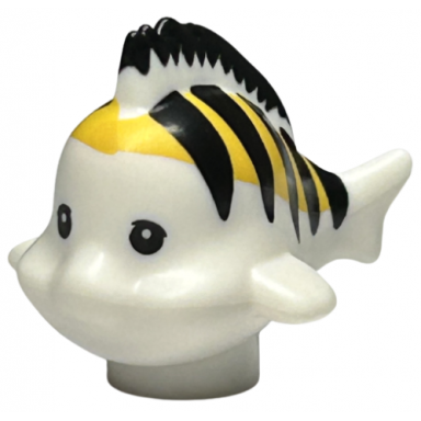 fish the little mermaid with black eyes and stripes yellow dorsal with black tips pattern flounder fabius