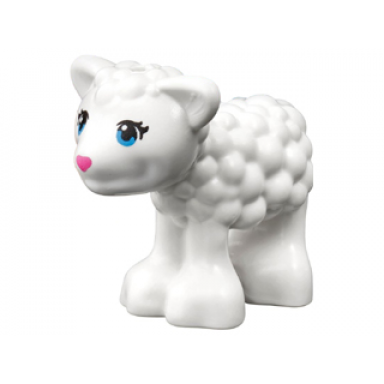 white lamb friends with dark azure eyes dark pink nose and black eyelashes pattern