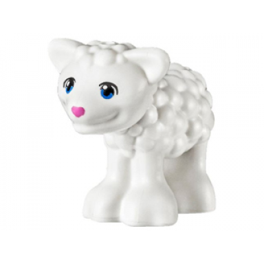 white lamb friends with blue eyes and dark pink nose pattern