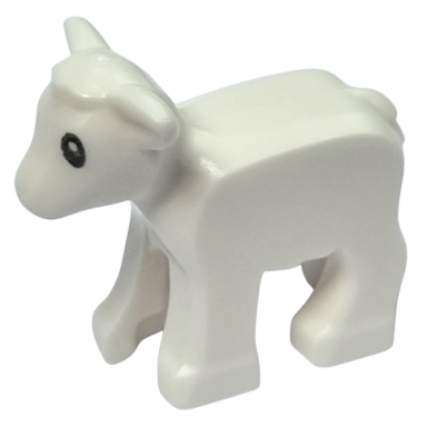 white lamb with black eyes and white pupils pattern