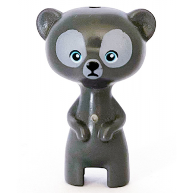 dark bluish gray bear brave baby cub standing with medium azure eyes black nose and light bluish gray fur pattern