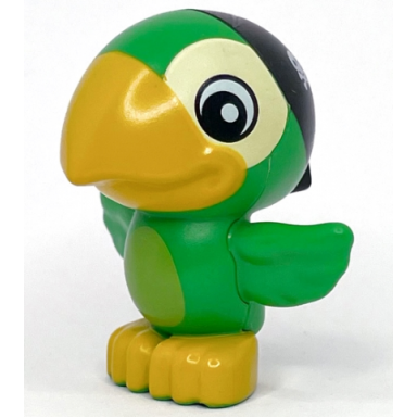 duplo bird parrot with black cloth wrap with skulls pattern skully