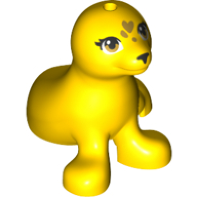 seal friends with black nose and eyelashes gold eyes and hearts on forehead pattern