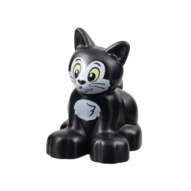 duplo cat kitten sitting with bright light yellow eyes and white face and chest pattern figaro