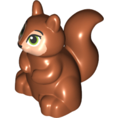 duplo squirrel with black and lime eyes pattern