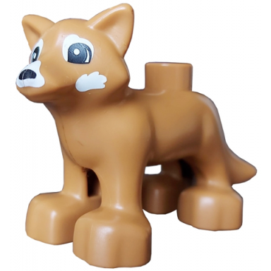 duplo fox with white muzzle and white eye spots pattern dog husky