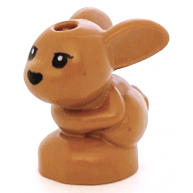 medium nougat bunny rabbit friends baby sitting with black eyes and nose pattern chili mini minu