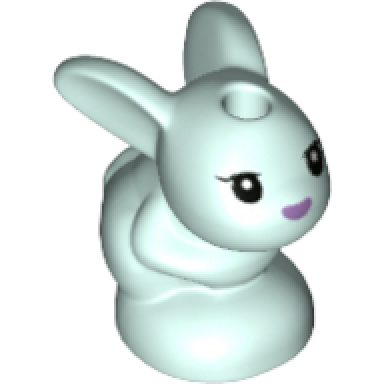 light aqua bunny rabbit friends baby sitting with black eyes and medium lavender nose pattern